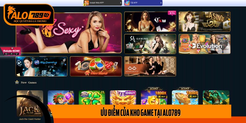 Ưu điểm của kho game tại Alo789